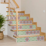 6" X 6" Vintage Green And Taupe Mosaic Peel And Stick Removable Tiles - Homeroots