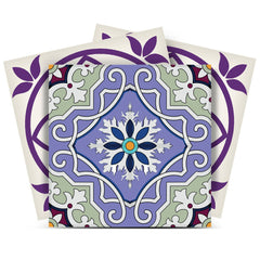 7" X 7" Vintage Purple And Taupe Mosaic Peel And Stick Removable Tiles