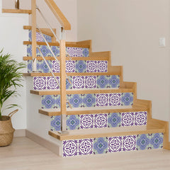 7" X 7" Vintage Purple And Taupe Mosaic Peel And Stick Removable Tiles - Homeroots