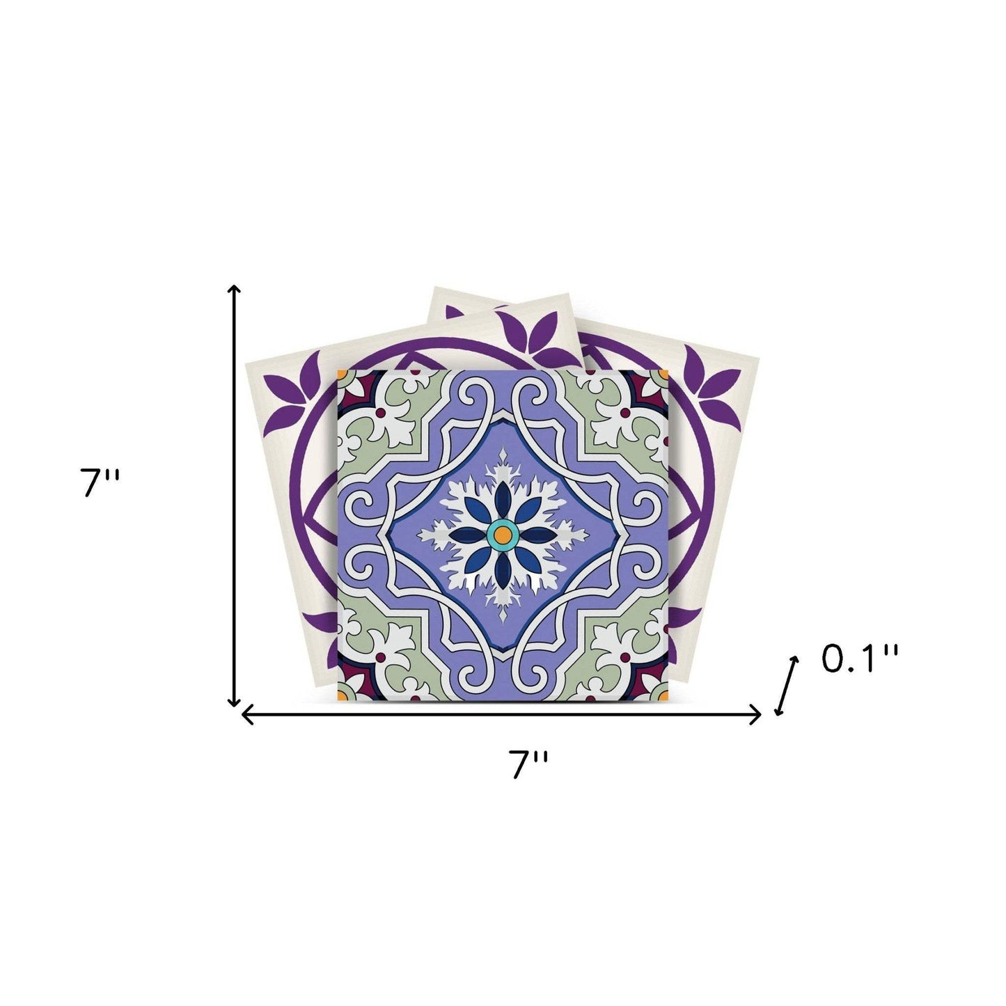 7" X 7" Vintage Purple And Taupe Mosaic Peel And Stick Removable Tiles - Homeroots - Flyclothing LLC