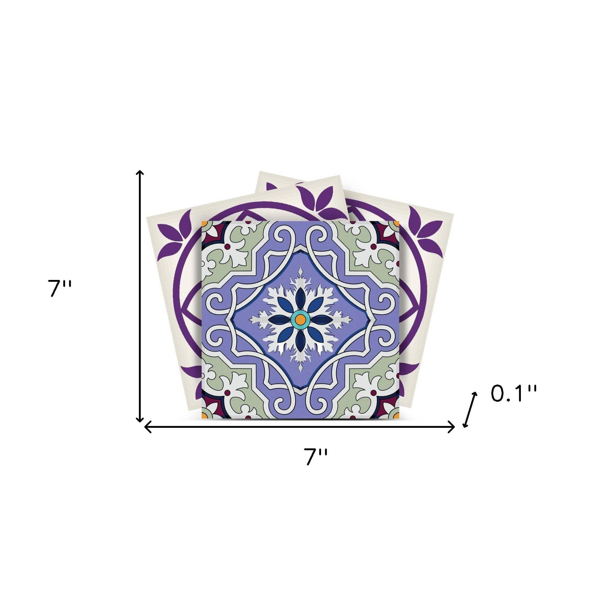 7" X 7" Vintage Purple And Taupe Mosaic Peel And Stick Removable Tiles - Homeroots - Flyclothing LLC