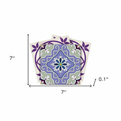 7" X 7" Vintage Purple And Taupe Mosaic Peel And Stick Removable Tiles