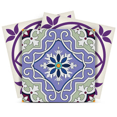 8" X 8" Vintage Purple And Taupe Mosaic Peel And Stick Removable Tiles