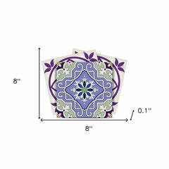 8" X 8" Vintage Purple And Taupe Mosaic Peel And Stick Removable Tiles - Homeroots