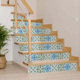 4" X 4" Sage And Aqua Floral Peel And Stick Removable Tiles - Homeroots - Flyclothing LLC