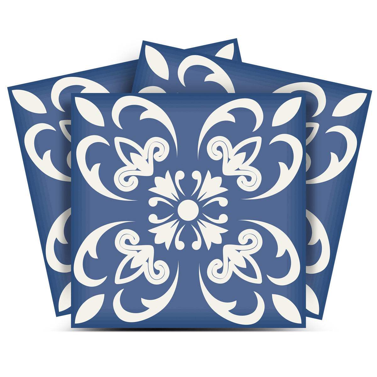 4" X 4" Wedgwood Blue And White Peel And Stick Removable Tiles - Homeroots - Flyclothing LLC