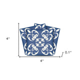 4" X 4" Wedgwood Blue And White Peel And Stick Removable Tiles - Homeroots - Flyclothing LLC