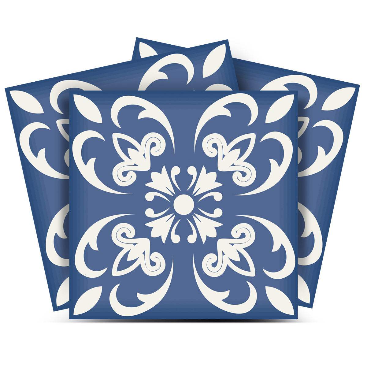 8" X 8" Wedgwood Blue And White Peel And Stick Removable Tiles - Homeroots - Flyclothing LLC