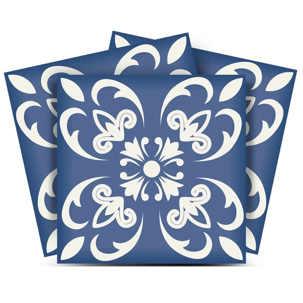 8" X 8" Wedgwood Blue And White  Peel And Stick Removable Tiles - Homeroots