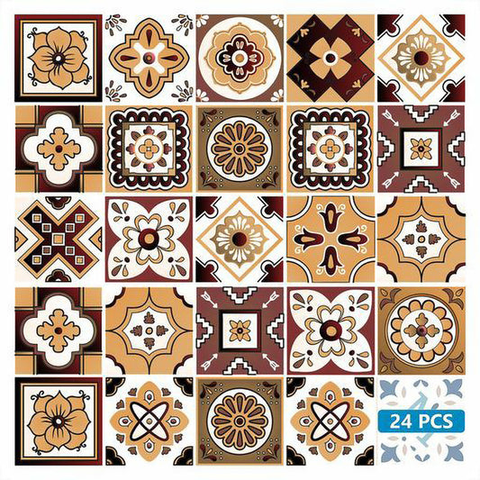 5" X 5" Shades Of Brown Mosaic Peel And Stick Removable Tiles