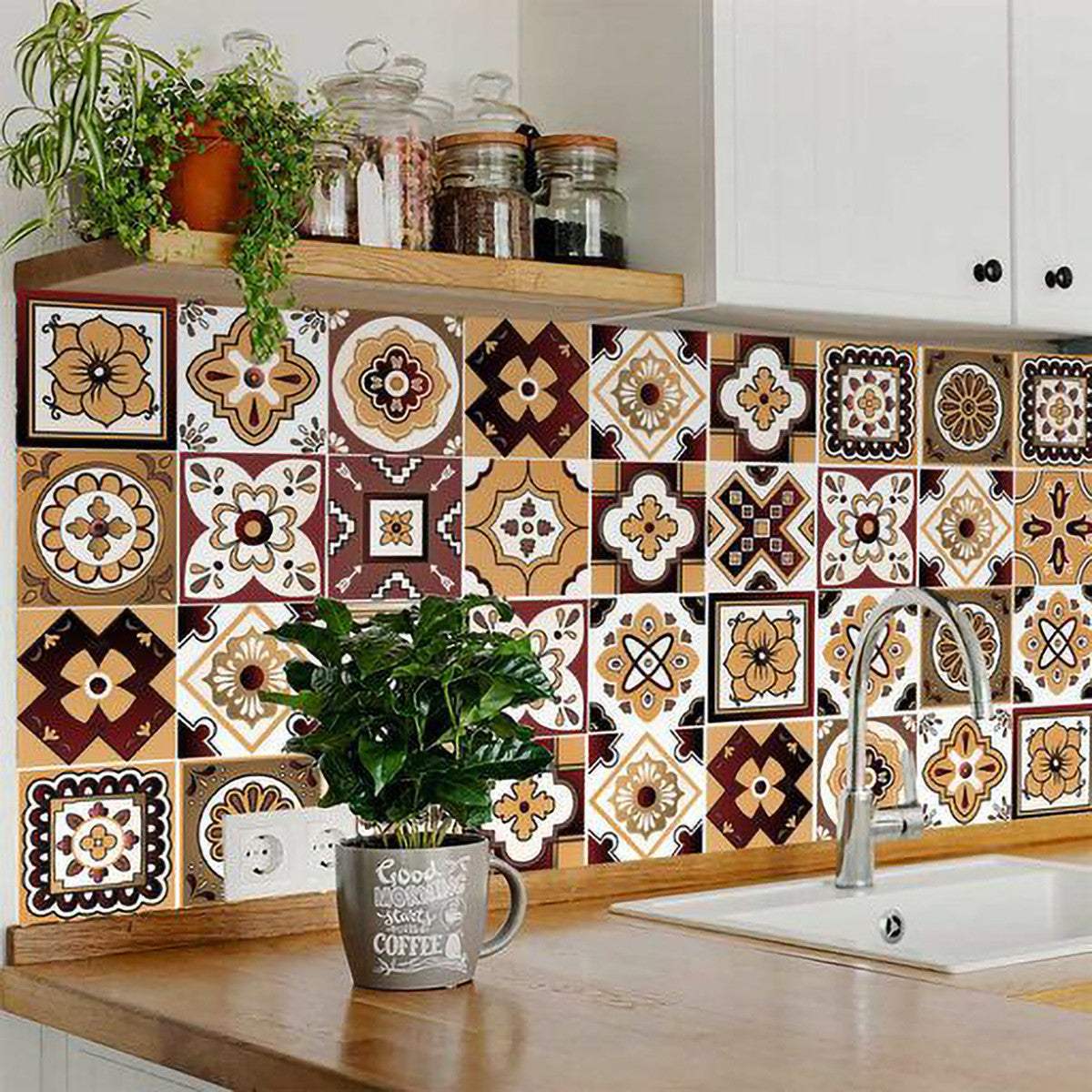 5" X 5" Shades Of Brown Mosaic Peel And Stick Removable Tiles - Homeroots - Flyclothing LLC