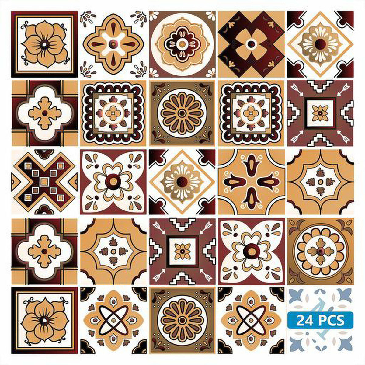 6" X 6" Shades Of Brown Mosaic Peel And Stick Removable Tiles