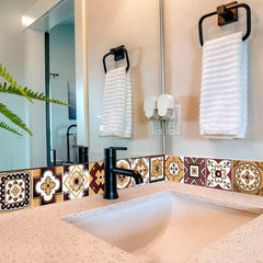 6" X 6" Shades Of Brown Mosaic Peel And Stick Removable Tiles