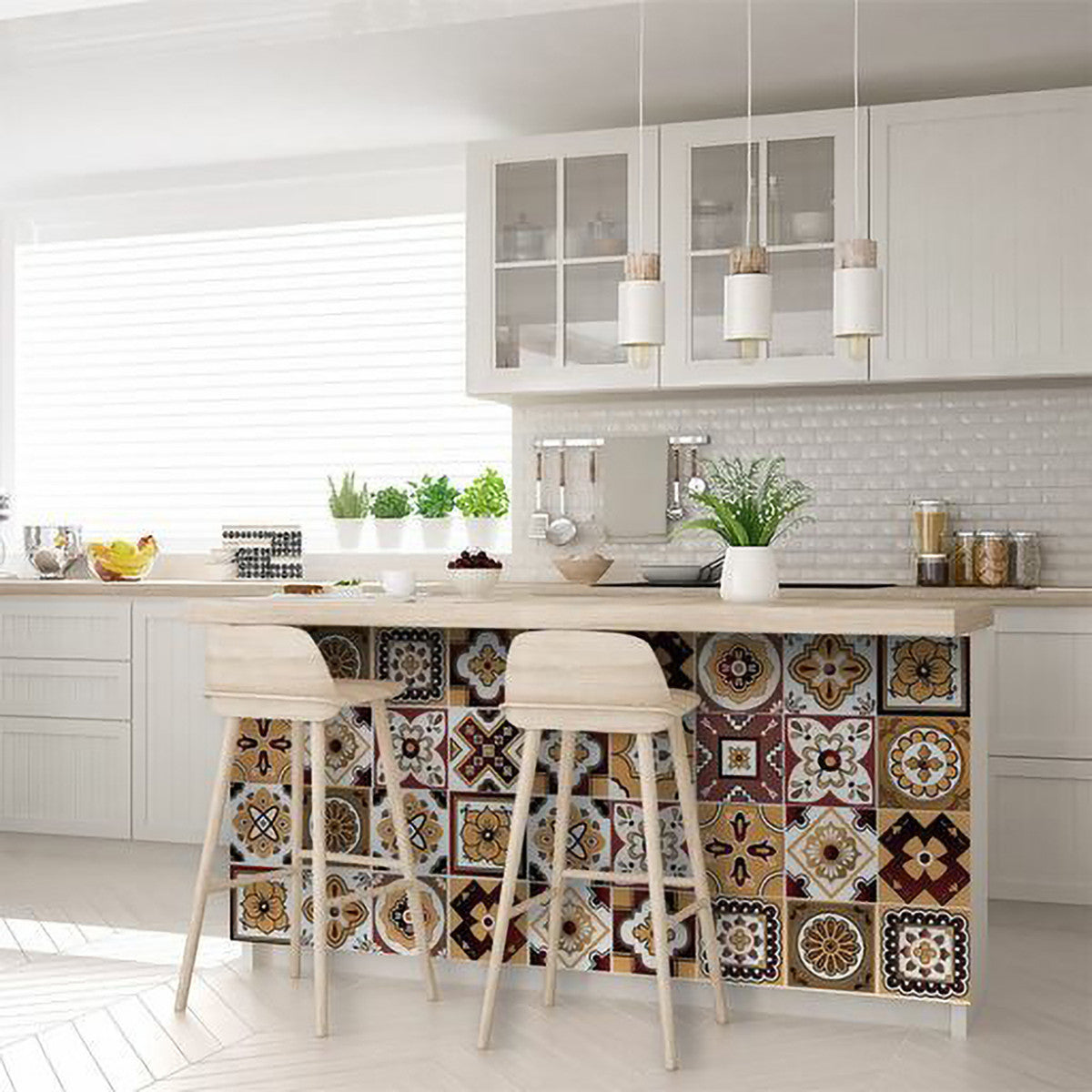 6" X 6" Shades Of Brown Mosaic Peel And Stick Removable Tiles