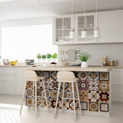 6" X 6" Shades Of Brown Mosaic Peel And Stick Removable Tiles