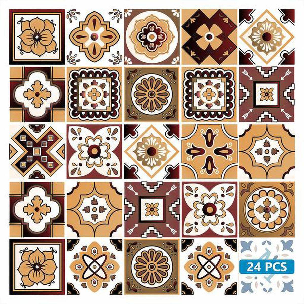 7" X 7" Shades Of Brown Mosaic Peel And Stick Removable Tiles - Homeroots - Flyclothing LLC