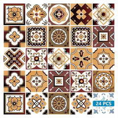 7" X 7" Shades Of Brown Mosaic Peel And Stick Removable Tiles - Homeroots