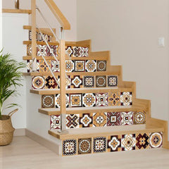 7" X 7" Shades Of Brown Mosaic Peel And Stick Removable Tiles