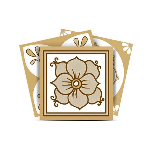 4" X 4" Vintage Brown And White Peel And Stick Removable Tiles - Homeroots