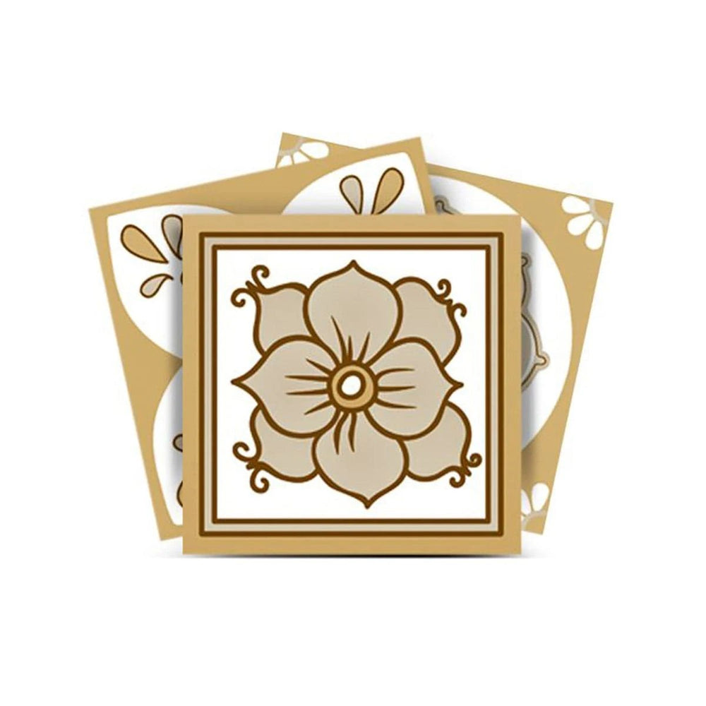 5" X 5" Vintage Brown And White Peel And Stick Removable Tiles - Homeroots