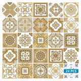 5" X 5" Vintage Brown And White Peel And Stick Removable Tiles - Homeroots