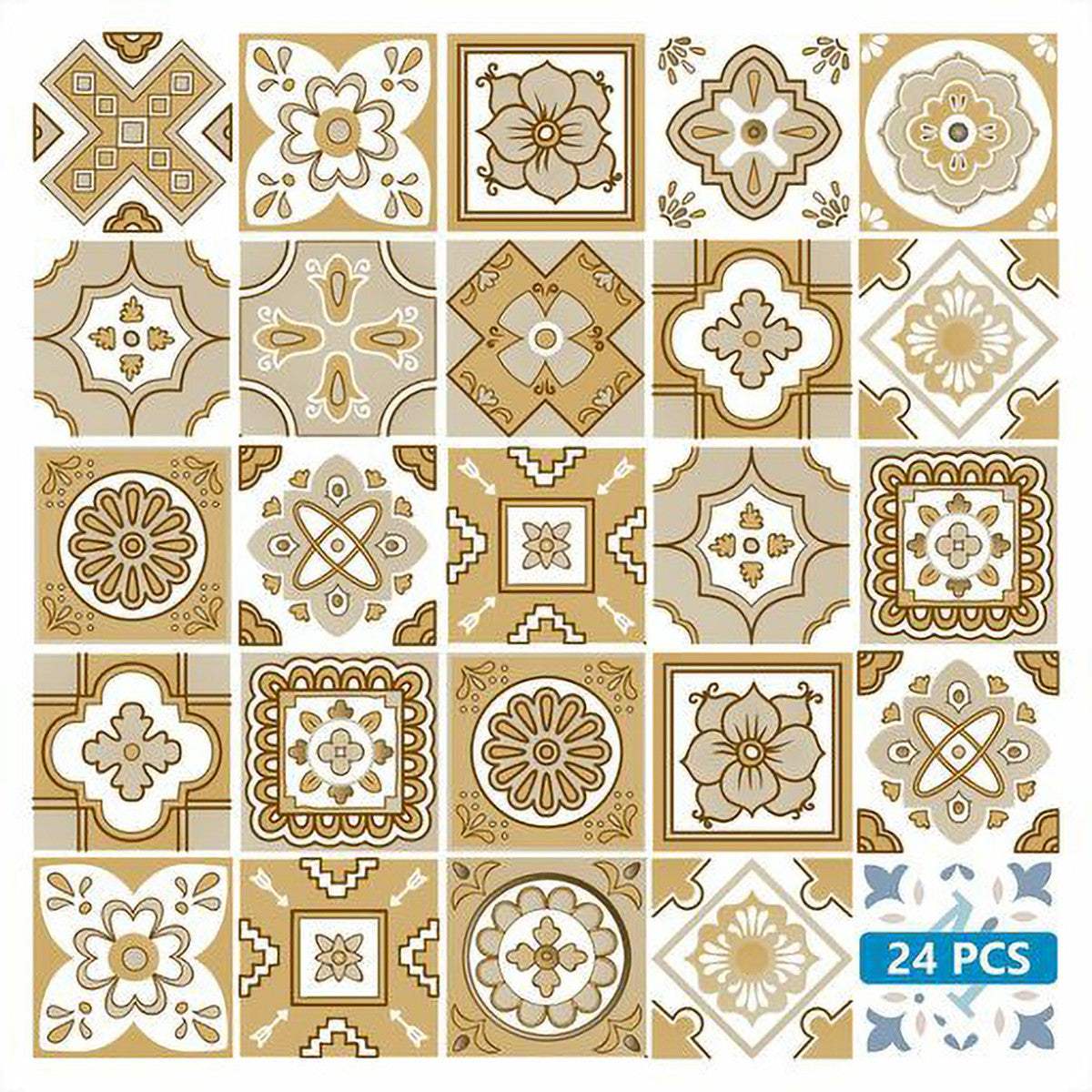 6" X 6" Vintage Brown And White Peel And Stick Removable Tiles - Homeroots - Flyclothing LLC