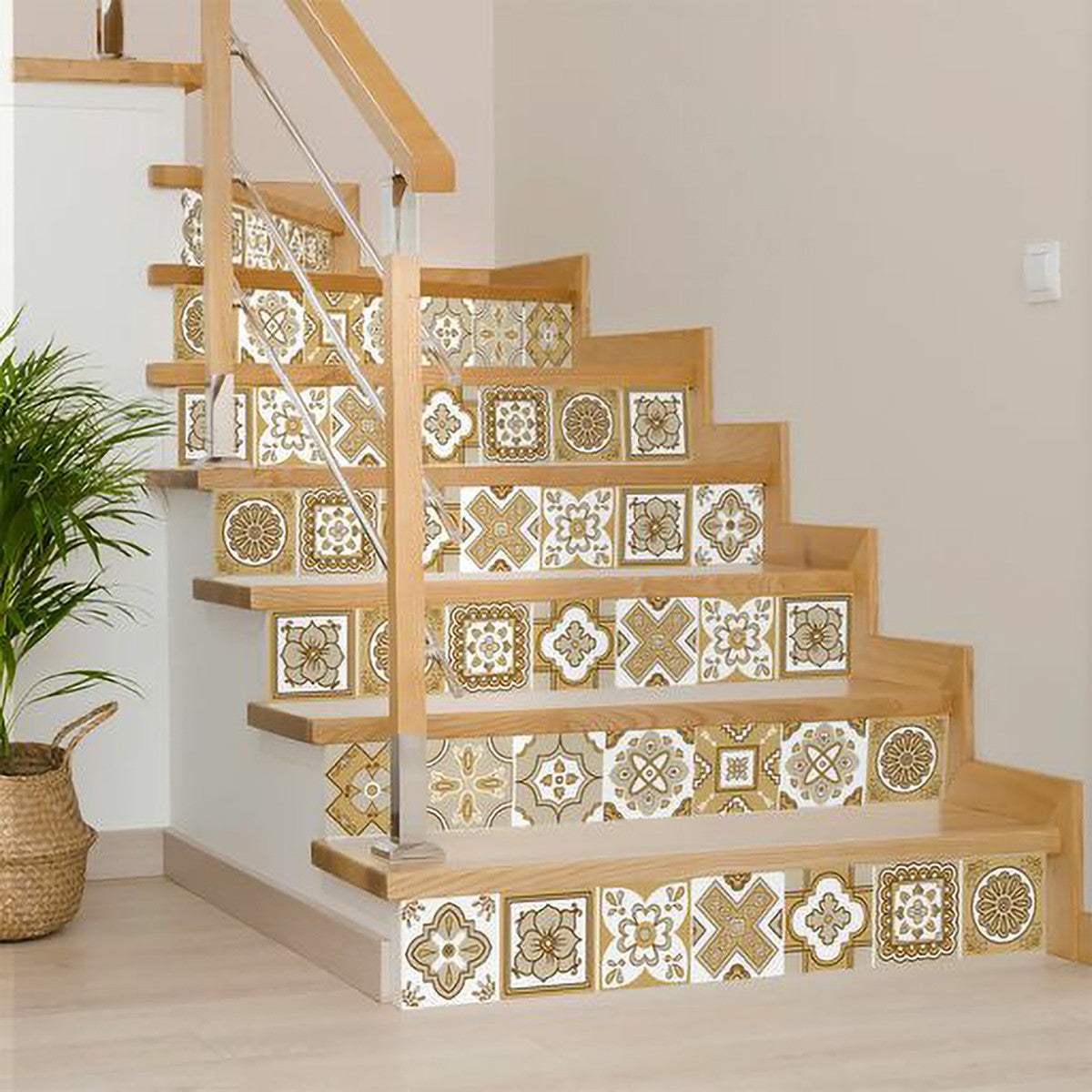 6" X 6" Vintage Brown And White Peel And Stick Removable Tiles - Homeroots - Flyclothing LLC
