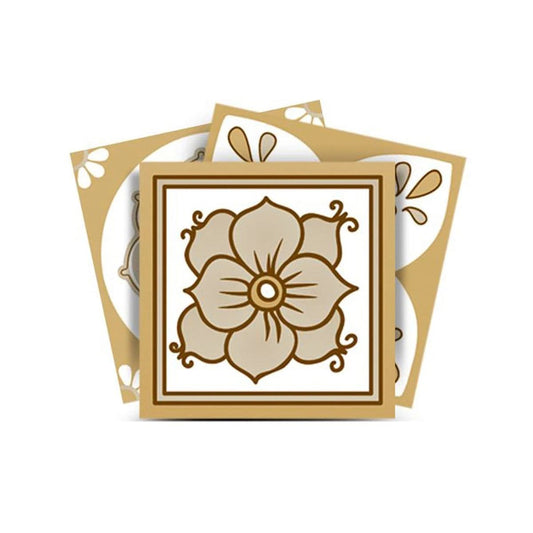 6" X 6" Vintage Brown And White Peel And Stick Removable Tiles - Homeroots