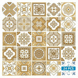 7" X 7" Vintage Brown And White Peel And Stick Removable Tiles - Homeroots