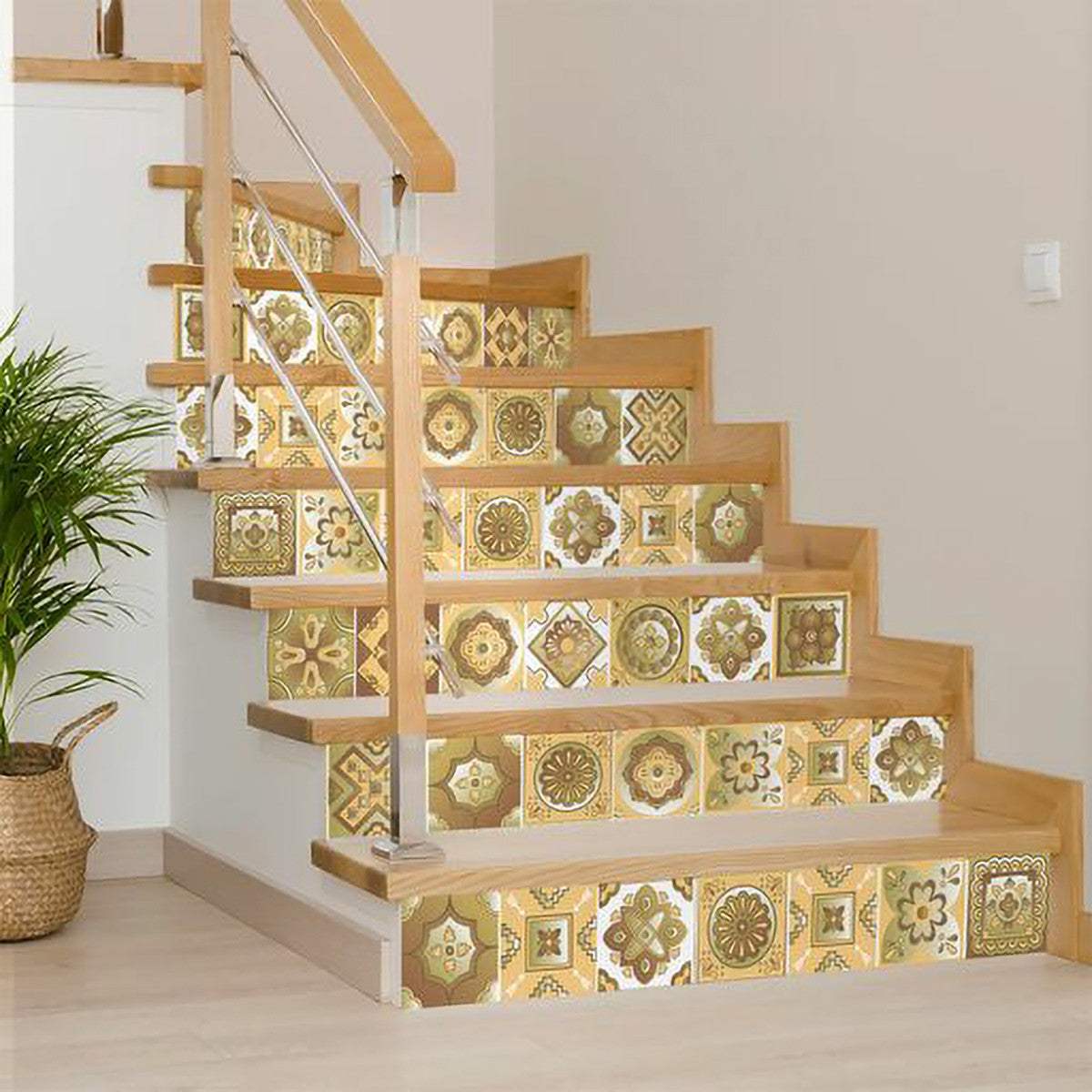 5" X 5" Vintage Beige And White Peel And Stick Removable Tiles - Homeroots - Flyclothing LLC