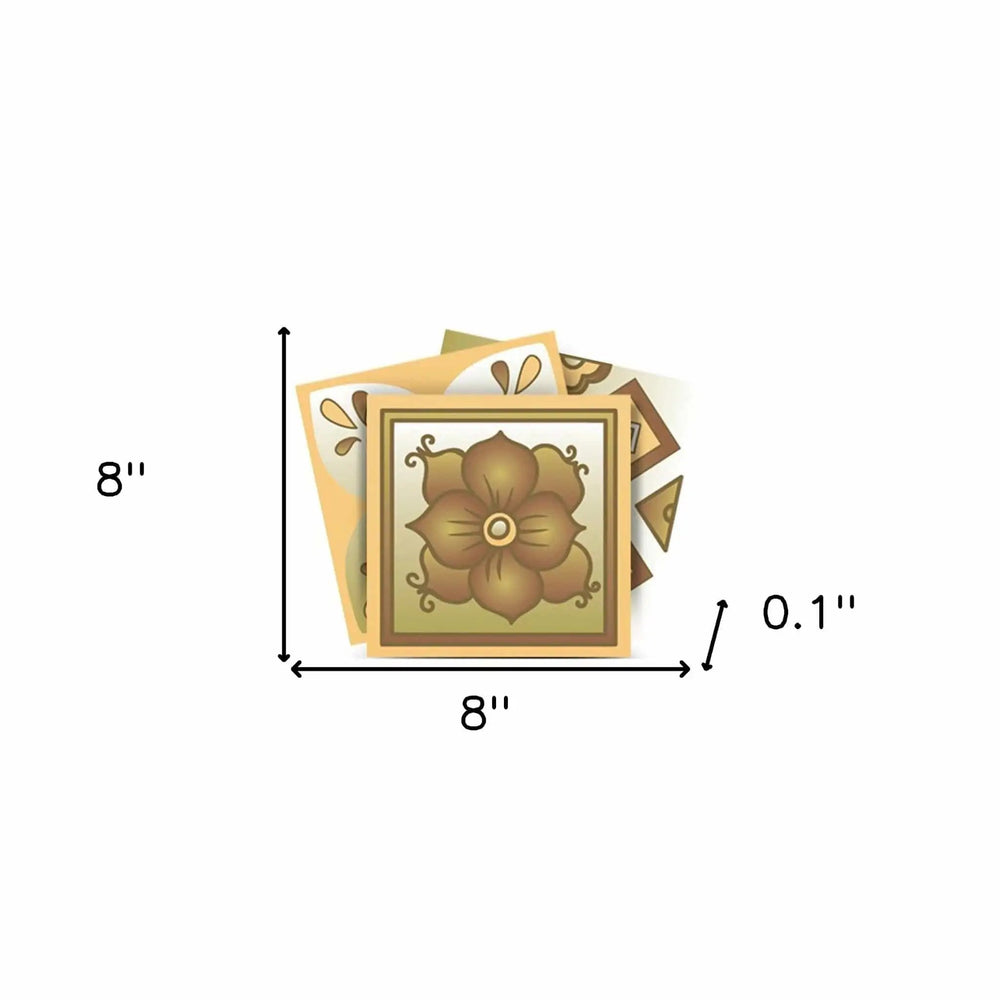 8" X 8" Vintage Beige And White Peel And Stick Removable Tiles - Homeroots - Flyclothing LLC