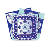 5" X 5" Vintage Turq Blue And White Peel And Stick Removable Tiles - Homeroots