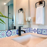 5" X 5" Vintage Turq Blue And White Peel And Stick Removable Tiles - Homeroots