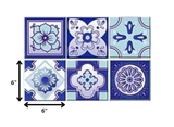 6" X 6" Vintage Turq Blue And White Peel And Stick Removable Tiles - Homeroots - Flyclothing LLC