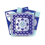 6" X 6" Vintage Turq Blue And White Peel And Stick Removable Tiles - Homeroots