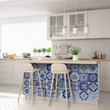 7" X 7" Vintage Turq Blue And White Peel And Stick Removable Tiles - Homeroots - Flyclothing LLC