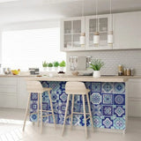 8" X 8" Vintage Turq Blue And White Peel And Stick Removable Tiles - Homeroots - Flyclothing LLC
