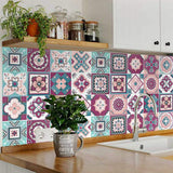 5" X 5" Vintage Turq Blush And Mauve Peel And Stick Removable Tiles - Homeroots - Flyclothing LLC