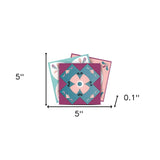 5" X 5" Vintage Turq Blush And Mauve Peel And Stick Removable Tiles - Homeroots