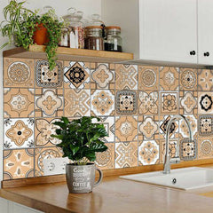 6" X 6" Shades Of Taupe Mosaic Peel And Stick Removable Tiles
