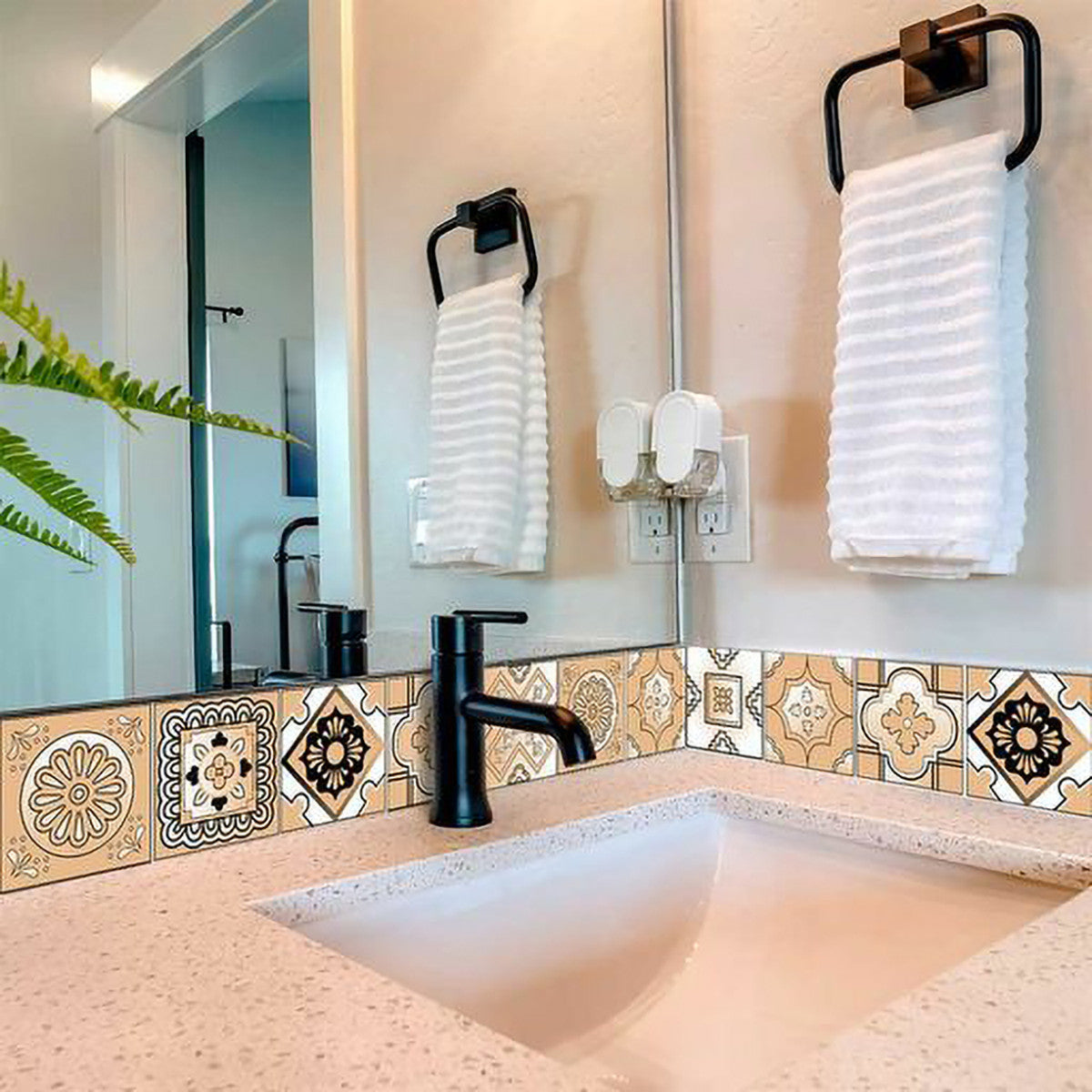 8" X 8" Shades Of Taupe Mosaic Peel And Stick Removable Tiles