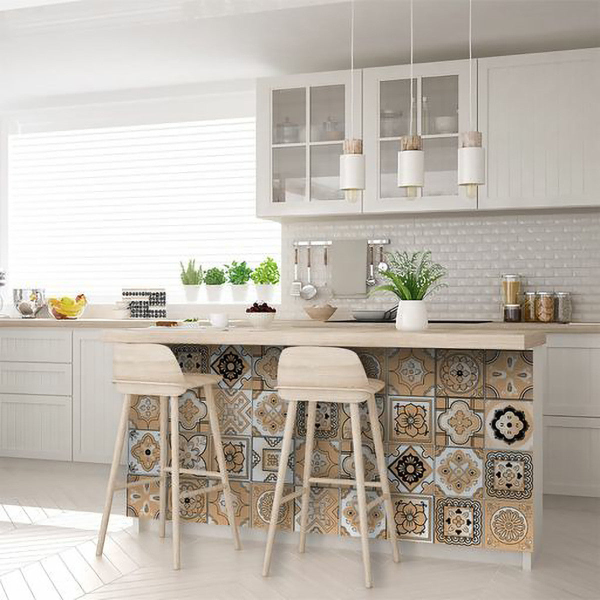 8" X 8" Shades Of Taupe Mosaic Peel And Stick Removable Tiles