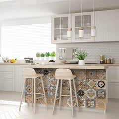 8" X 8" Shades Of Taupe Mosaic Peel And Stick Removable Tiles