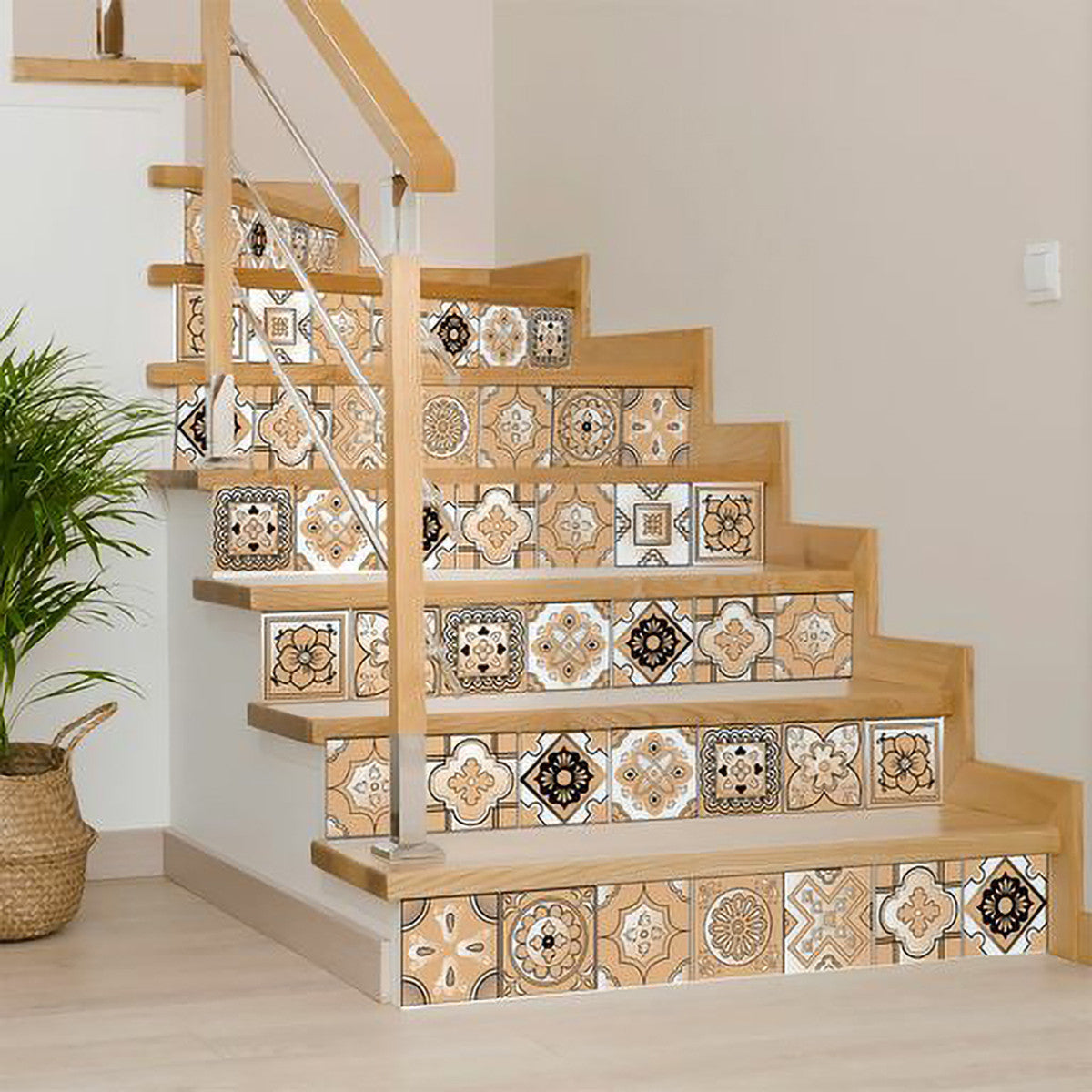 8" X 8" Shades Of Taupe Mosaic Peel And Stick Removable Tiles