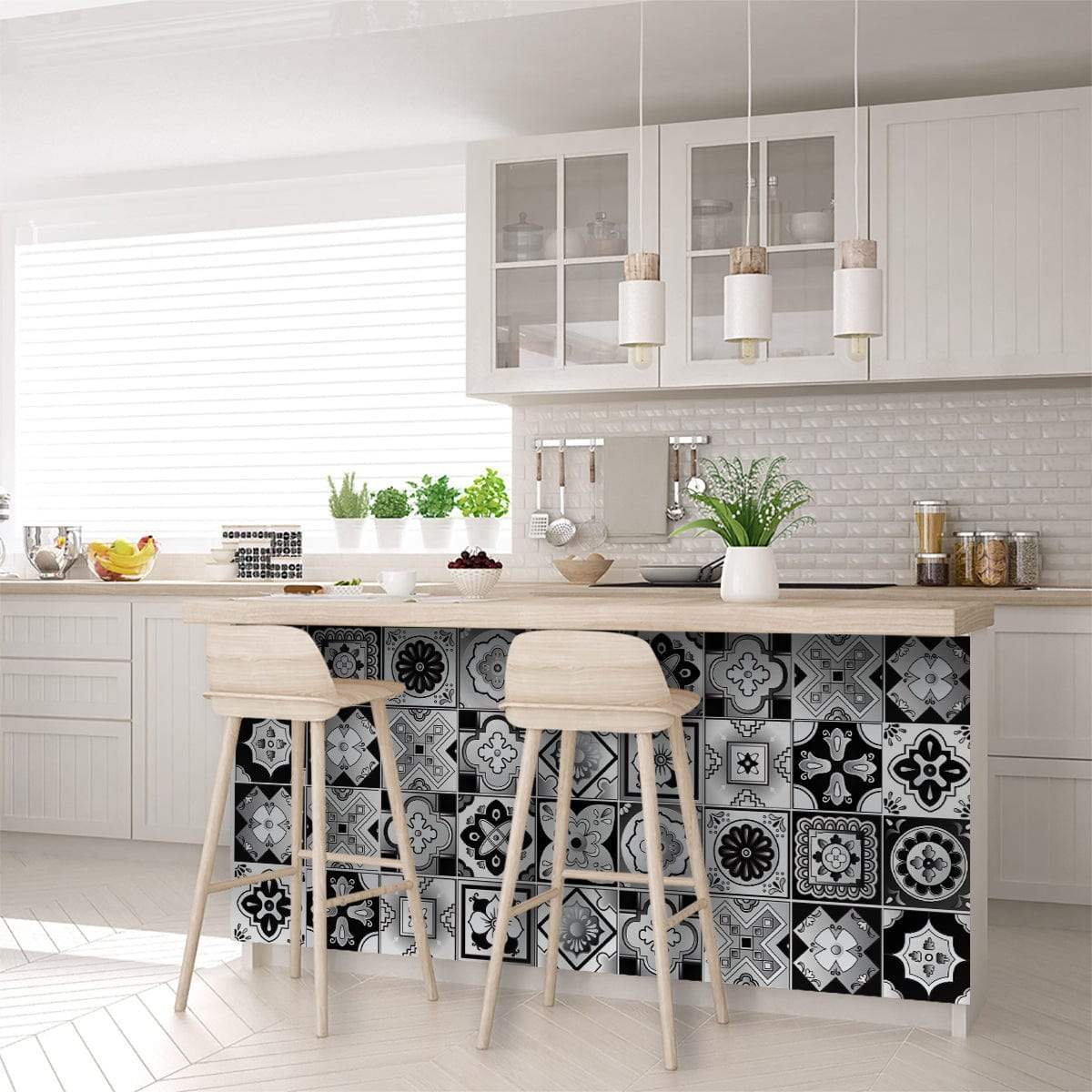 5" X 5" Black White And Gray Mosaic Peel And Stick Removable Tiles - Homeroots - Flyclothing LLC