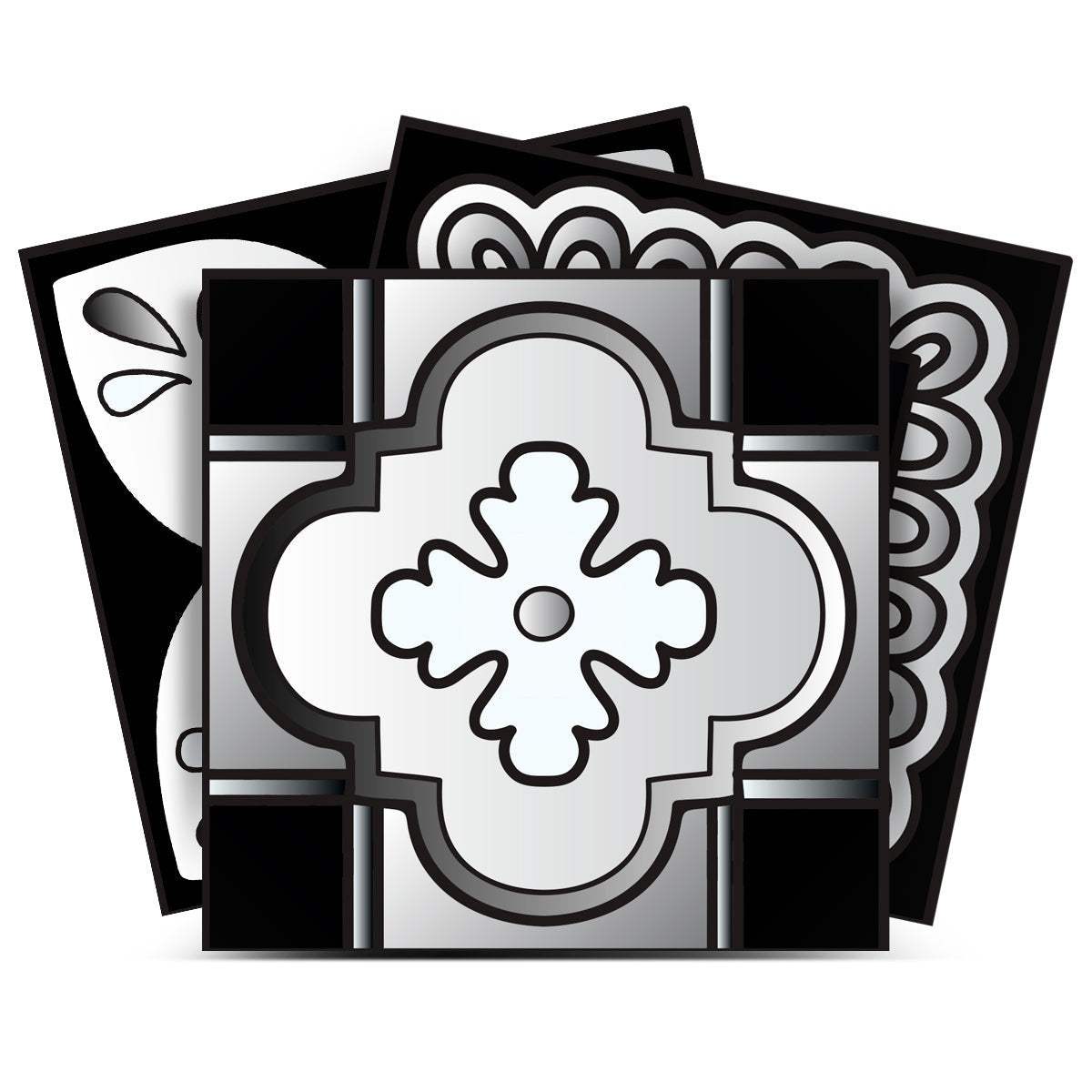 5" X 5" Black White And Gray Mosaic Peel And Stick Removable Tiles - Homeroots - Flyclothing LLC