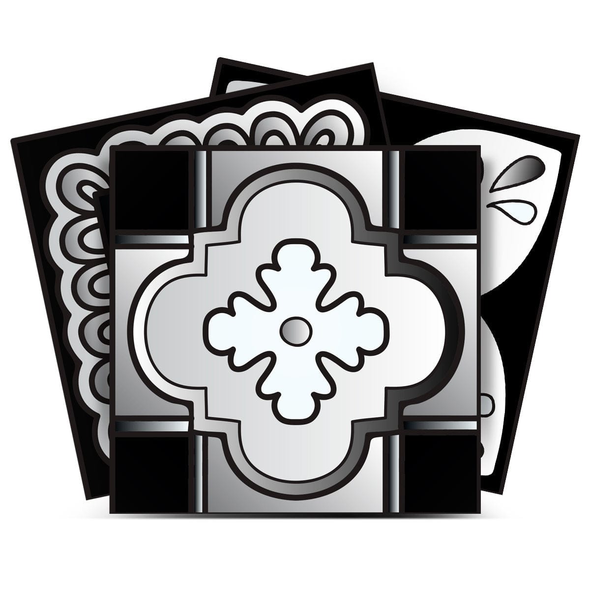 6" X 6" Black White And Gray Mosaic Peel And Stick Removable Tiles - Homeroots
