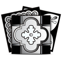 6" X 6" Black White And Gray Mosaic Peel And Stick Removable Tiles - Homeroots