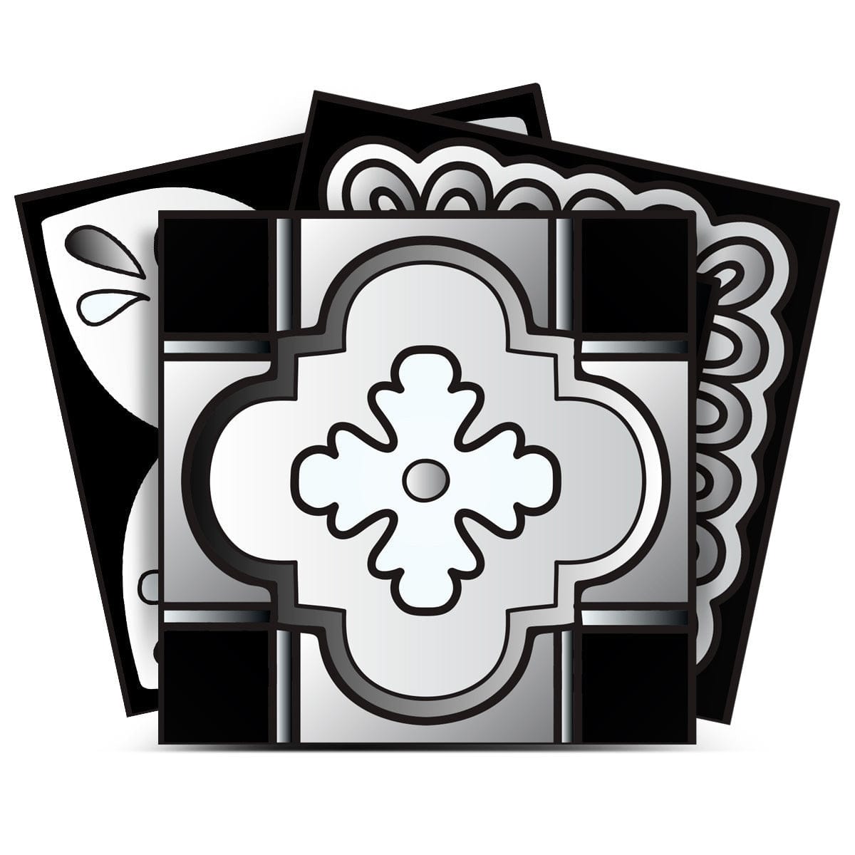 6" X 6" Black White And Gray Mosaic Peel And Stick Removable Tiles - Homeroots