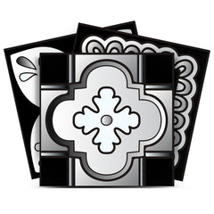 6" X 6" Black White And Gray Mosaic Peel And Stick Removable Tiles - Homeroots